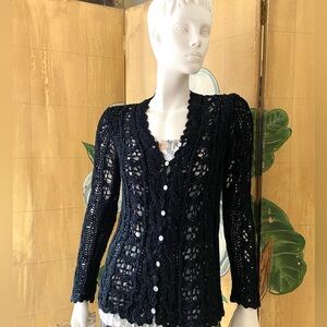 DKNY Black Open-Knit Women's Cardigan